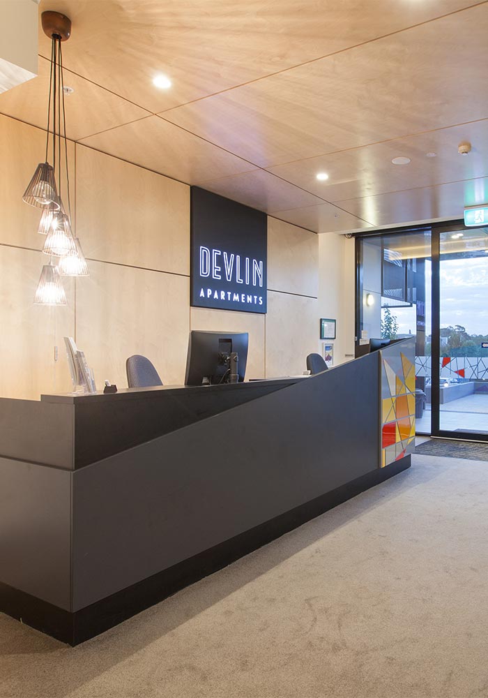 Devlon Apartments reception area by BDH Constructions, Geelong commercial builders